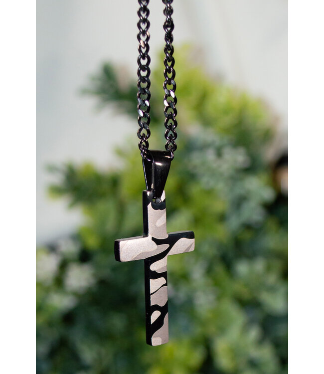 Just for Him Jewelry - Cross Necklace - Camo/Black | 迷彩黑十字架項鍊