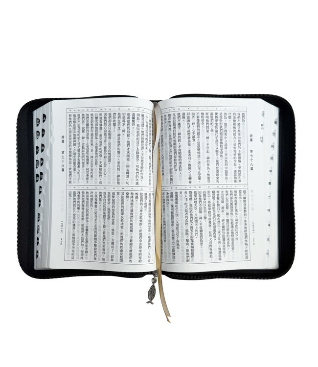 聖經．和合本．7系列．黑色麂皮拉鍊索引