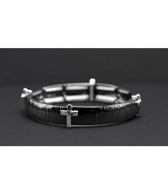 Meaningful Bracelets - Black/Silver Cross | 深意手鐲——黑銀十字架