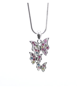 Eden Merry Jewelry Papillon Collection - Trailing Butterfly Multi Color Necklace | 蝴蝶項鍊——彩色