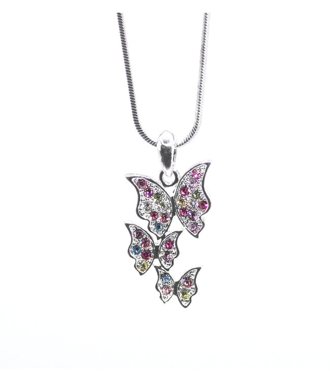 Papillon Collection - Trailing Butterfly Multi Color Necklace | 蝴蝶項鍊——彩色