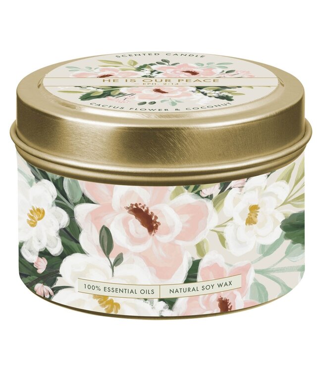 He Is Our Peace Cactus Flower and Coconut Candle in a Tin - Ephesians 2:14 | 罐裝香薰蠟燭 ——仙人掌花和椰子