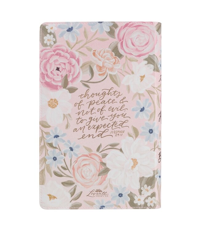 Pink Floral Faux Leather Giant Print Standard-Size King James Version Bible with Thumb Index