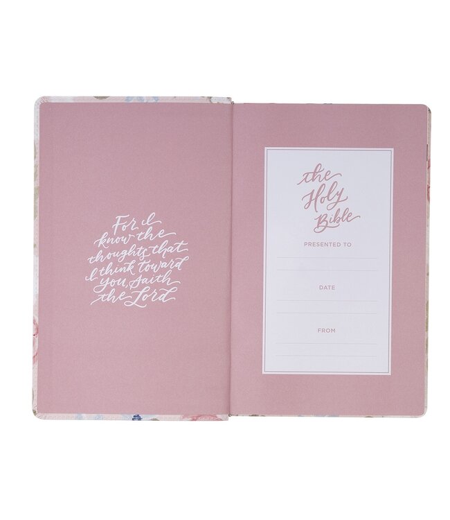 Pink Floral Faux Leather Giant Print Standard-Size King James Version Bible with Thumb Index