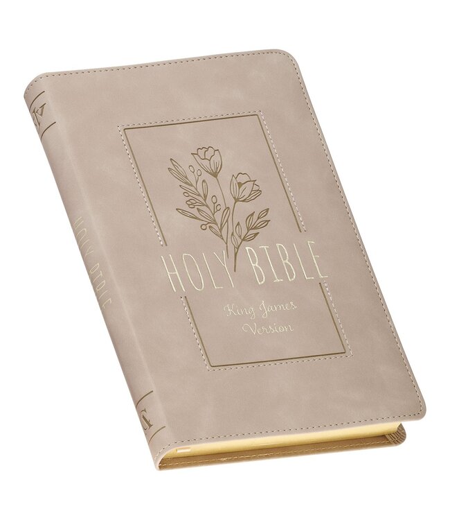 Taupe Floral Faux Leather King James Version Gift Edition Bible
