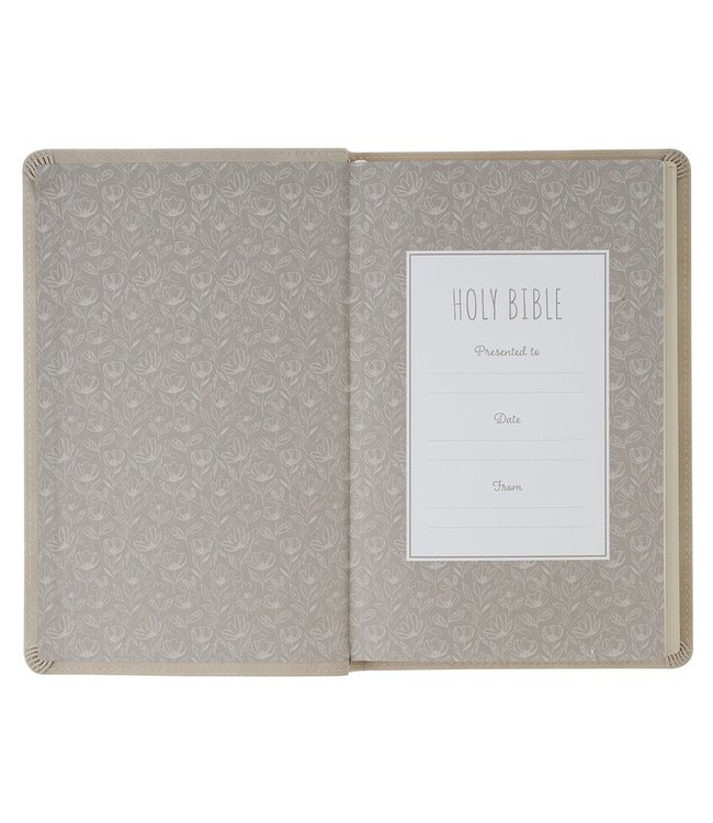 Taupe Floral Faux Leather King James Version Gift Edition Bible