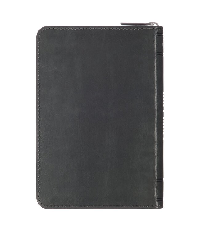 Gray Lion Faux Leather King James Version Pocket Bible with Zipper Closure