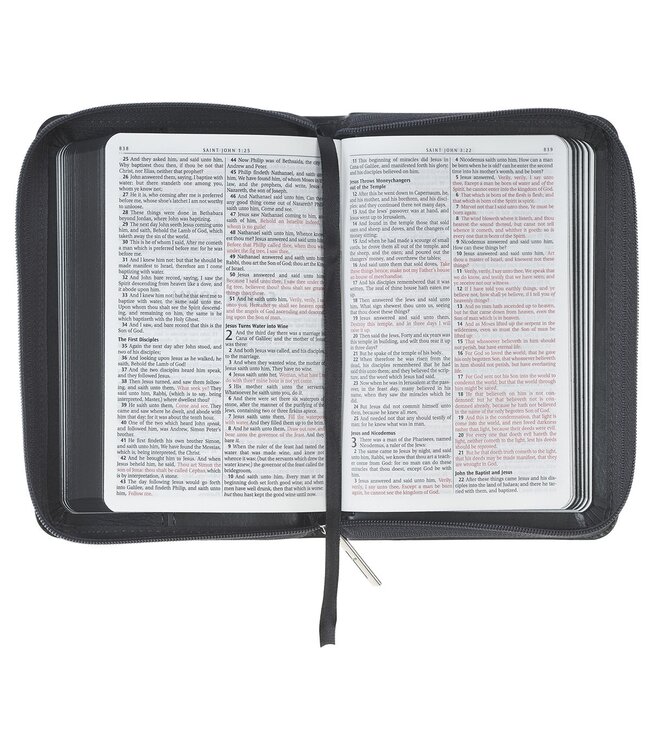 Gray Lion Faux Leather King James Version Pocket Bible with Zipper Closure