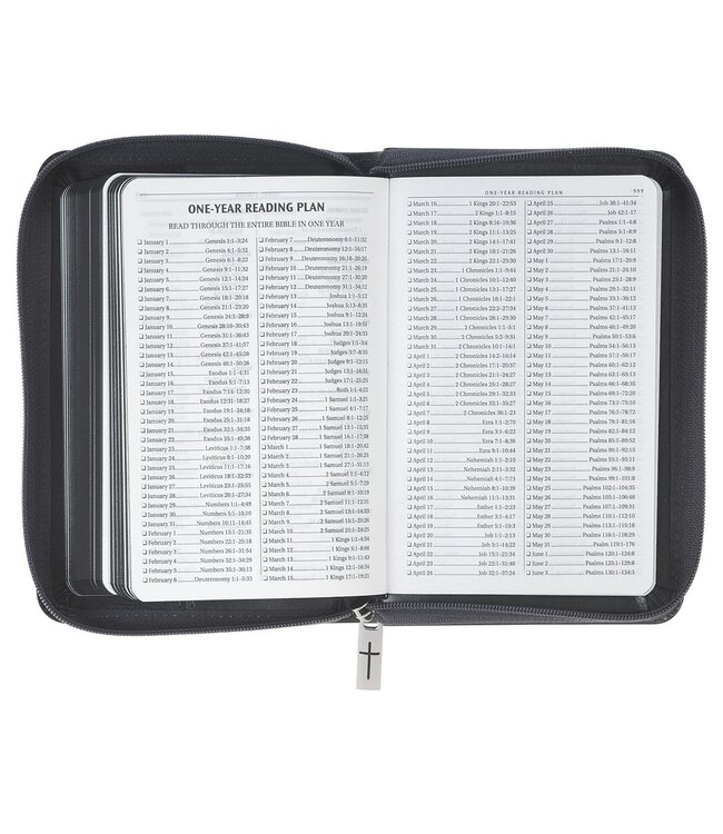 Gray Lion Faux Leather King James Version Pocket Bible with Zipper Closure