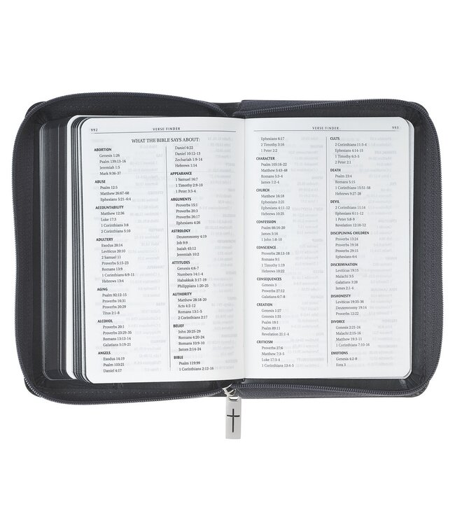 Gray Lion Faux Leather King James Version Pocket Bible with Zipper Closure