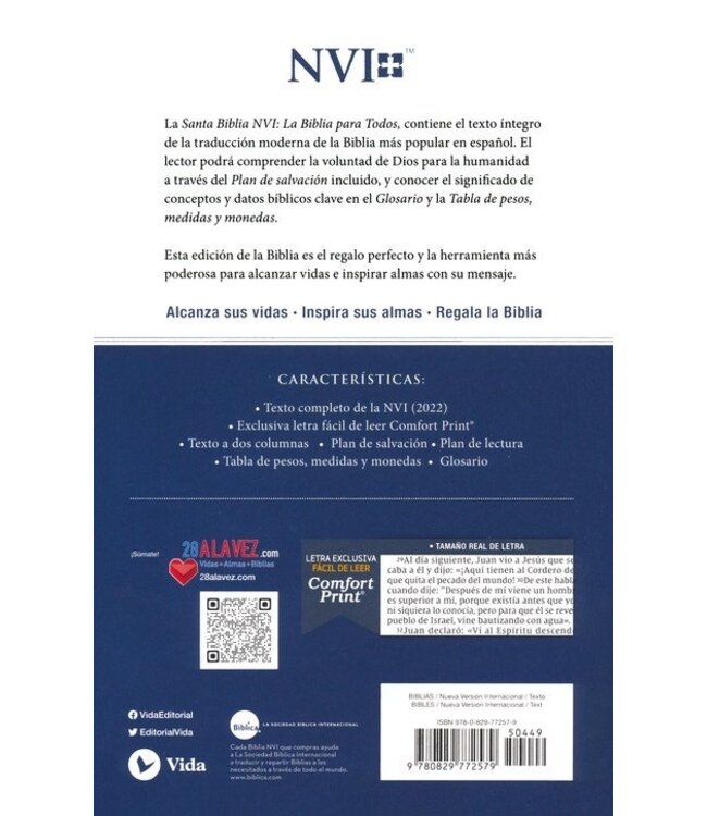 NVI Santa Biblia Edicion Economica, Texto Revisado 2022, Tapa Rustica