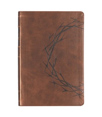 Christian Art Gifts Brown Crown of Thorns Giant Print Full-size King James Version Bible with Thumb Index