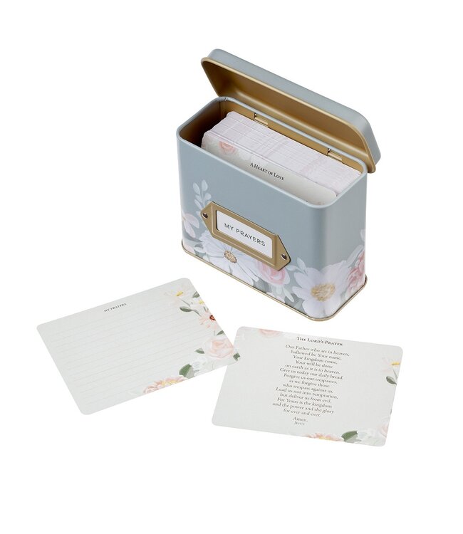 He Restores My Soul Green Floral Garden Prayer Cards in a Tin - Psalm 23:3 | 祈禱卡（鐵盒裝）