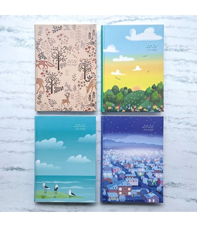 2026校園週曆【經典版】碧海藍天 | 25K橫式週誌卡紙精裝