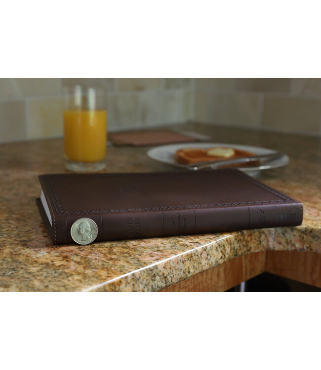 NIV Value Thinline Bible/Large Print (Comfort Print)-Chocolate Leathersoft