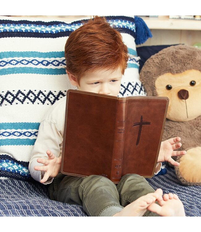 NKJV Holy Bible For Kids (Comfort Print)-Brown Leathersoft