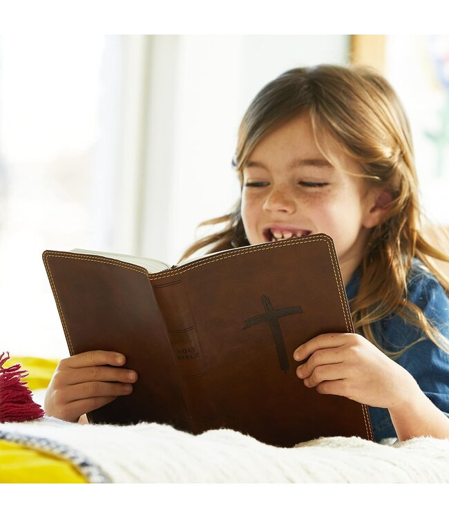 NKJV Holy Bible For Kids (Comfort Print)-Brown Leathersoft