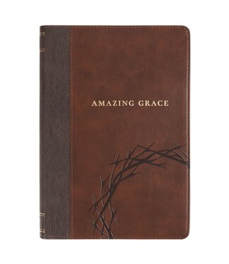 Christian Art Gifts Amazing Grace Brown Crown of Thorns Classic Faux Leather Journal - Isaiah 53:3 | 仿皮筆記本