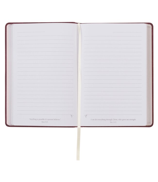 Things Are Possible Burgundy Faux Leather Classic Journal - Matthew 19:26 | 仿皮筆記本