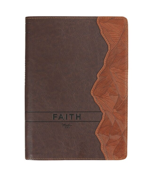 Faith Chestnut Brown Faux Leather Classic Journal with Zipper Closure - Matthew 17:20 | 仿皮拉鍊筆記本