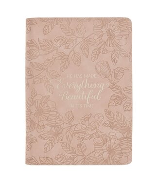 Christian Art Gifts Everything Beautiful Blush Floral Faux Leather Journal with Zipper Closure - Ecclesiastes 3:11 | 仿皮拉鍊筆記本
