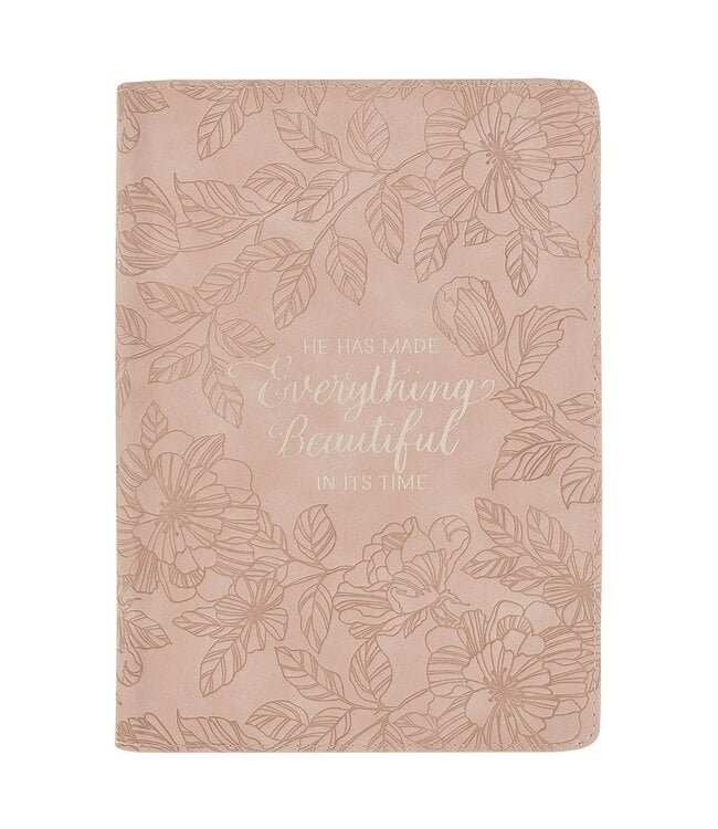 Everything Beautiful Blush Floral Faux Leather Journal with Zipper Closure - Ecclesiastes 3:11 | 仿皮拉鍊筆記本