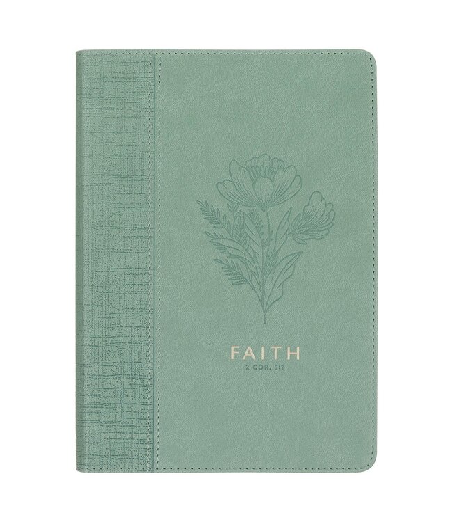 Faith Teal Floral Faux Leather Classic Journal - 2 Corinthians 5:7 | 仿皮筆記本