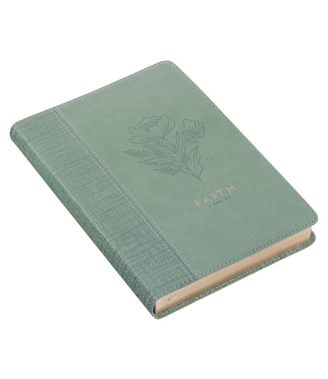 Faith Teal Floral Faux Leather Classic Journal - 2 Corinthians 5:7 | 仿皮筆記本