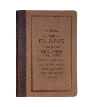 Christian Art Gifts The Plans Cocoa Brown and Taupe Faux Leather Classic Journal with Zipper Closure - Jeremiah 29:11 | 仿皮拉鍊筆記本