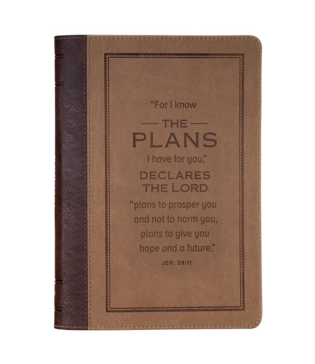 The Plans Cocoa Brown and Taupe Faux Leather Classic Journal with Zipper Closure - Jeremiah 29:11 | 仿皮拉鍊筆記本