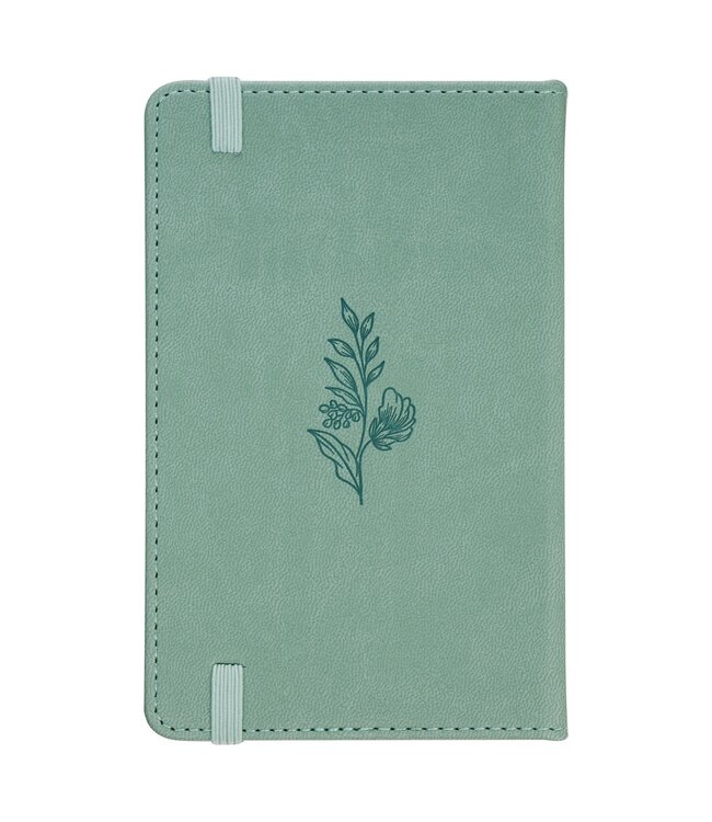 Faith Teal Floral Faux Leather Hardcover Notebook with Elastic Band Closure - 2 Corinthians 5:7 | 仿皮硬面筆記本，附彈性束帶封口