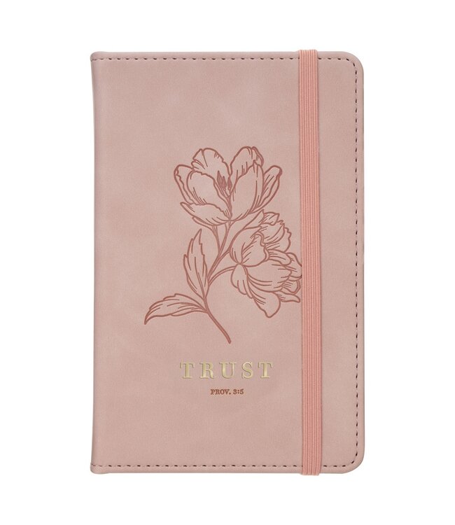 Trust Mottled Blush Faux Leather Hardcover Notebook with Elastic Band Closure - Proverbs 3:5 | 仿皮硬面筆記本，附彈性束帶封口