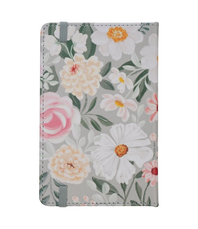 He Restores My Soul Green Floral Faux Leather Hardcover Notebook with Elastic Closure - Psalm 23:3 | 仿皮硬面筆記本，附彈性束帶封口