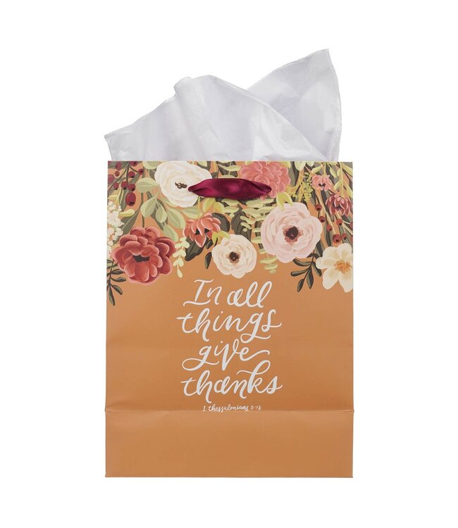 Give Thanks Pumpkin Spice Medium Gift Bag - 1 Thessalonians 5:18 | 中型禮物袋