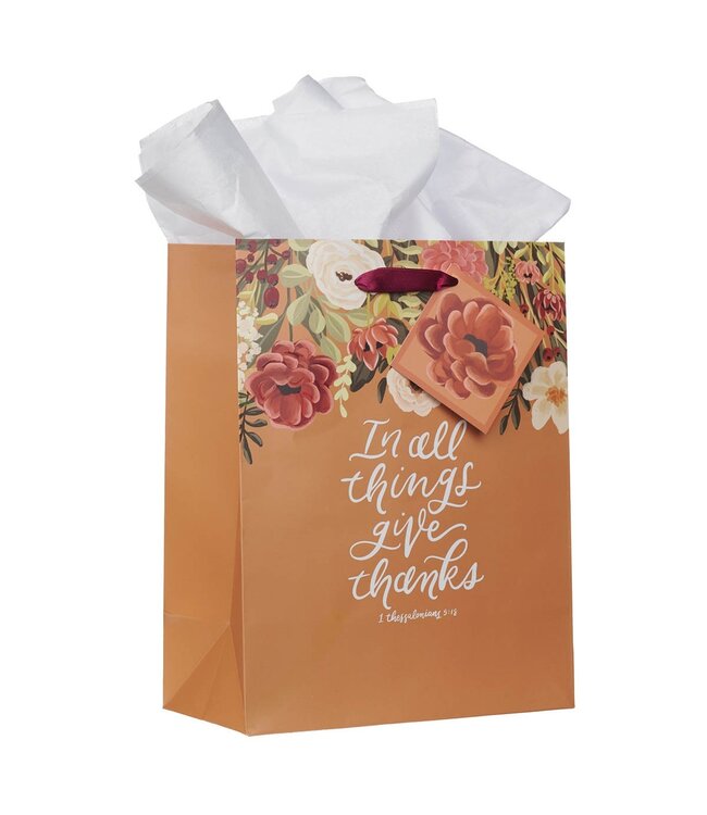 Give Thanks Pumpkin Spice Medium Gift Bag - 1 Thessalonians 5:18 | 中型禮物袋