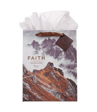 Christian Art Gifts Faith Can Move Mountains Large Portrait Gift Bag - Matthew 17:20 | 大型禮物袋