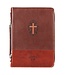 John 3:16 Two-Tone Brown Faux Leather Bible Cover With Cross | 仿皮聖經套