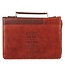 John 3:16 Two-Tone Brown Faux Leather Bible Cover With Cross | 仿皮聖經套
