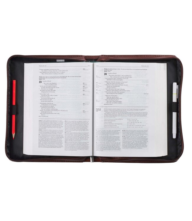John 3:16 Two-Tone Brown Faux Leather Bible Cover With Cross | 仿皮聖經套