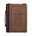 The Plans Cocoa Brown and Taupe Faux Leather Classic Bible Cover - Jeremiah 29:11 | 仿皮聖經套
