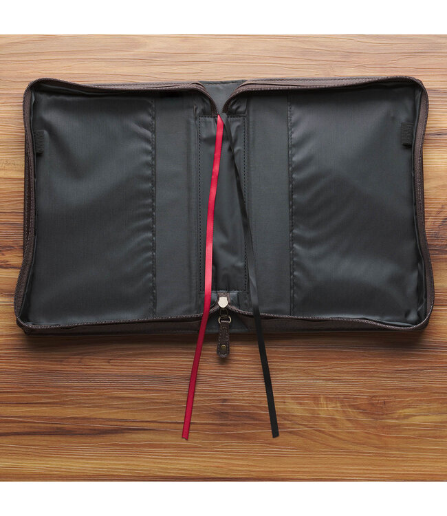 The Plans Cocoa Brown and Taupe Faux Leather Classic Bible Cover - Jeremiah 29:11 | 仿皮聖經套