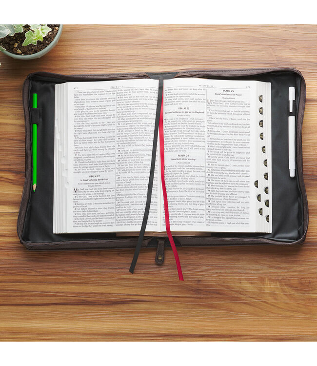 The Plans Cocoa Brown and Taupe Faux Leather Classic Bible Cover - Jeremiah 29:11 | 仿皮聖經套