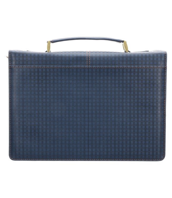 The Plans Modern Blue Grid Faux Leather Bible Cover - Jeremiah 29:11 | 仿皮聖經套