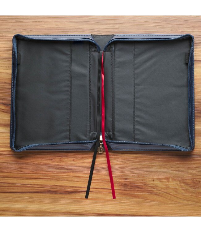 The Plans Modern Blue Grid Faux Leather Bible Cover - Jeremiah 29:11 | 仿皮聖經套