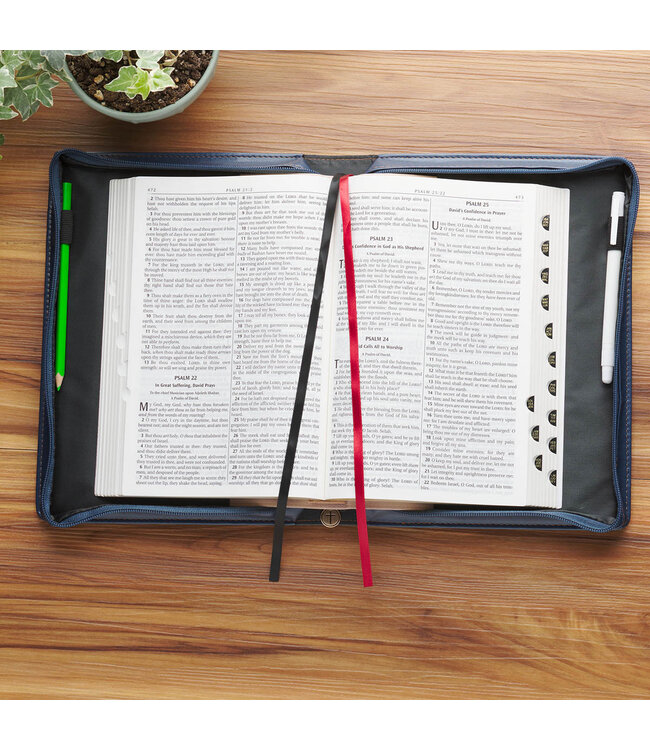 The Plans Modern Blue Grid Faux Leather Bible Cover - Jeremiah 29:11 | 仿皮聖經套