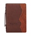 Faith Burnt Chestnut Brown Faux Leather Classic Bible Cover - Matthew 17:20 | 仿皮聖經套
