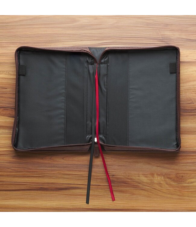 Faith Burnt Chestnut Brown Faux Leather Classic Bible Cover - Matthew 17:20 | 仿皮聖經套