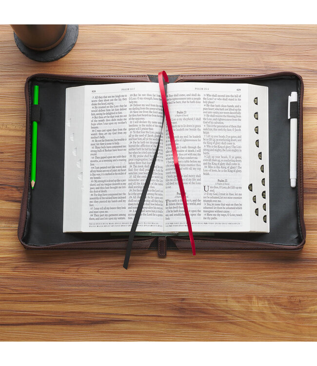 Faith Burnt Chestnut Brown Faux Leather Classic Bible Cover - Matthew 17:20 | 仿皮聖經套