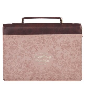 Christian Art Gifts Everything Beautiful Blush Floral Faux Leather Fashion Bible Cover - Ecclesiastes 3:11 | 仿皮聖經套