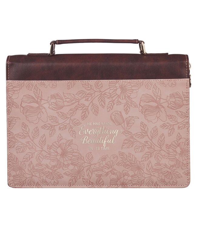 Everything Beautiful Blush Floral Faux Leather Fashion Bible Cover - Ecclesiastes 3:11 | 仿皮聖經套